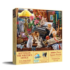 SUNSOUT INC - Kittens in The Writer's Office - 1000 pc Large Pieces Jigsaw Puzzle by Artist: Image World - Finished Size 27" x 35" - MPN# 42948