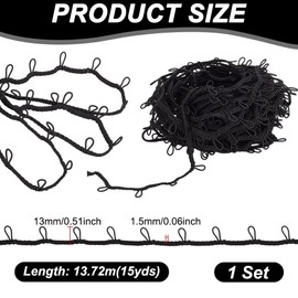 AHANDMAKER 15 Yards Braid Trim with Elastic Button Loops Black Button Loop Tape Sewing Dress Zipper Extender Buttonhole Lace Trim for Wedding Bridal Dress Costume Collars DIY Crafts