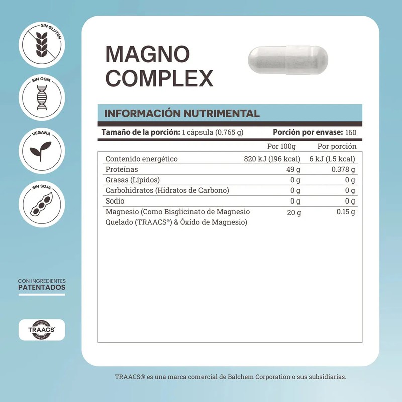 Matter Magno Complex Bisglicinato De Magnesio Quelado, Alta absorción, Apoyo