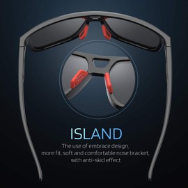 TOREGE Polarized Sports Sunglasses For Man Women Cycling Running Fishing Golf TR90 Unbreakable Frame TR14(Black&Red&Red Lens)