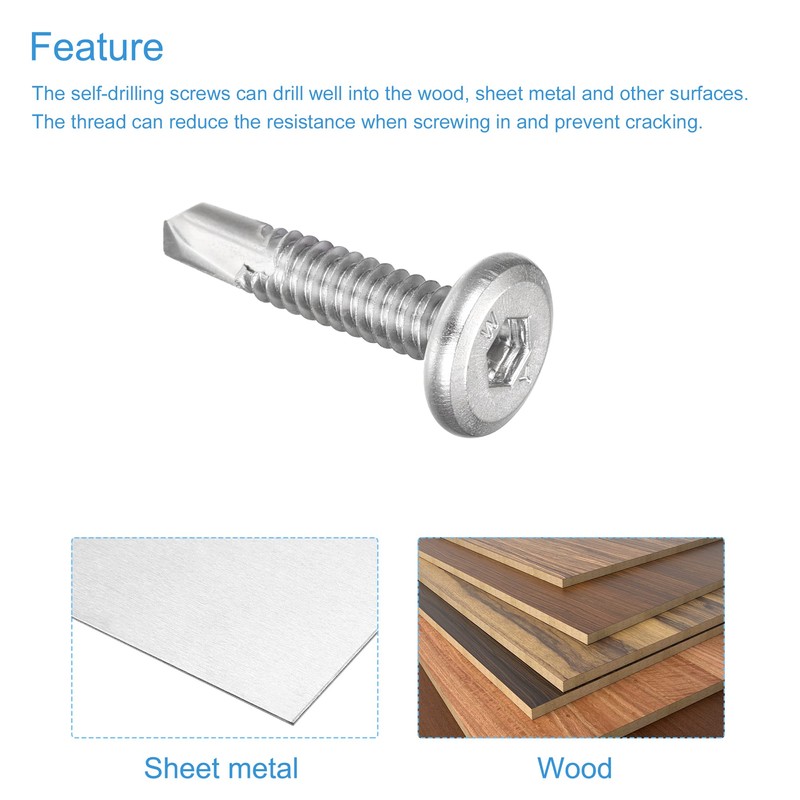 uxcell Hex Socket Self Tapping Screws, #10 x 1 410