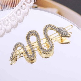 Yienate Crystal Snake Hair Clips Barrette Vintage Medusa Hairpins Gold Sparkling Rhinestone Snake Barrette Headpieces Bobby Pin Snake Head Clip Bridal Hair Accessories for Women Girls