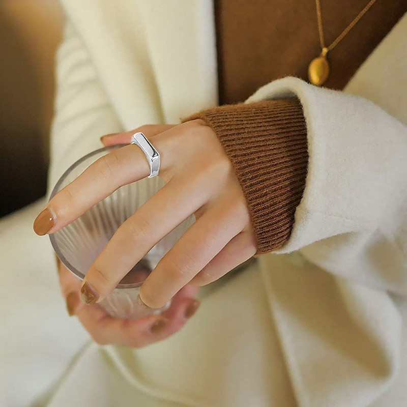 MYNENEY - Anillo de compromiso de boda de acero inoxidable