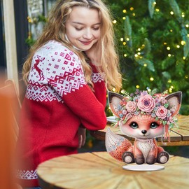 Plstod Diamond Painting Animals Decoration Fox Diamond Painting Table Decoration 5D Diamond Painting Pictures Spring Diamond Painting Ornament DIY Gifts for Girls Adults Beginners Home Gift Family