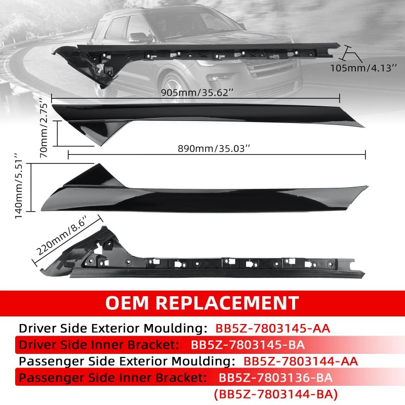 Unbranded 4Pcs Left & Right Side Windshield A Pillar Molding