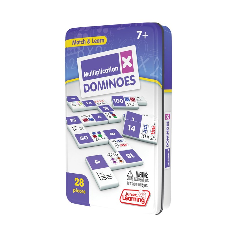 Junior Learning Multiplication Dominoes Game Set, 28 Pieces, Ages 7-9,