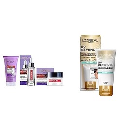 LOréal Paris Kit con Serum Facial, Crema de Día y Gel de Limpieza, Revitalift Ácido Hialurónico  LOréal Paris Protector Solar Diario Anti-Brillo...   