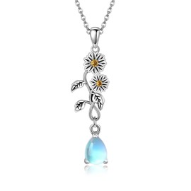 VENACOLY Sunflower Necklace 925 Sterling Silver Sunflower Pendant Necklace Sunflower Jewellery Gift For Women, Sterling Silver, No Gemstone