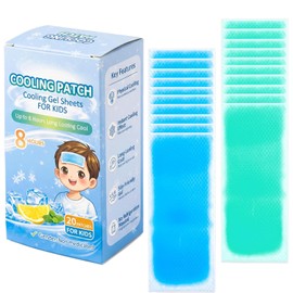 20 Sheets Cooling Fever Patch for Kids,Cooling Forehead Strips Cooling Gel Pads for Baby Children Adult, Forehead Fever Cool Pads