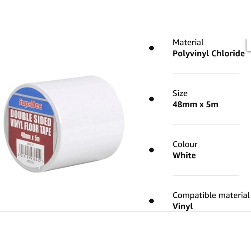 SupaDec Double Sided Vinyl Floor Tape 48mm x 5m