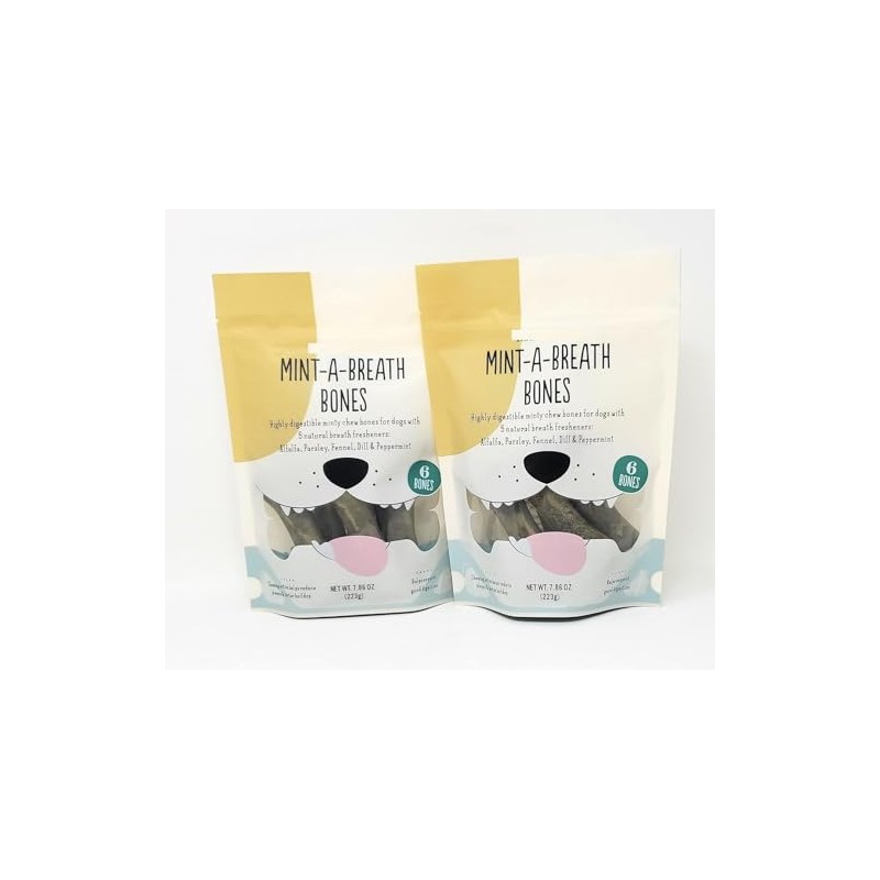 Mint-A-Breath Minty Bones (6 Bones) for Dogs Net Wt. 7.86