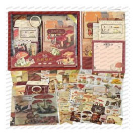 123pzs Journal Scrapbook Vintage Libreta Y Pegatina Stickers Tape DIY Notas Regalo Para Niñas Kit Estético de Álbumes de Recortes Diario Cuaderno Sumi