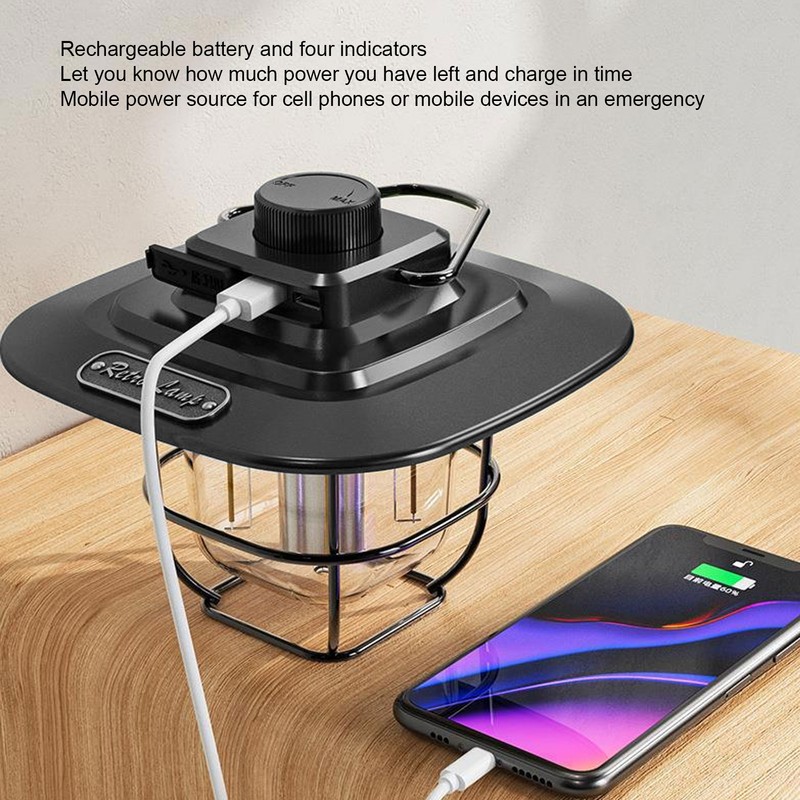 Camping Lantern Rechargeable Battery Powered Outdoor Potable Walking Tent Lamp