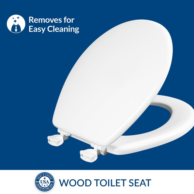Mayfair Athens Toilet Seat, Easy Clean Hinges and Durable Wood