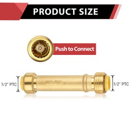 (Pack of 5) EFIELD 1/2-inch Push Fit Slip/Repair Brass Coupling, Push to Connect Pex, CPVC Pipe,with a Disconnect Clip