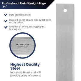 Pacific Arc 24" Straight Edge Stainless Steel 0.09" Thick Steel, Heavy Duty