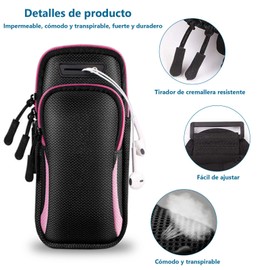 Brazalete Deportivo de Celular 2 Pack, Brazalete Impermeable para Deportes al Aire Libre, Adecuado para Correr al Aire Libre y Hacer Ciclismo en el Gimnasio, máximo 6.5 Pulgadas (Rosa + Rojo)
