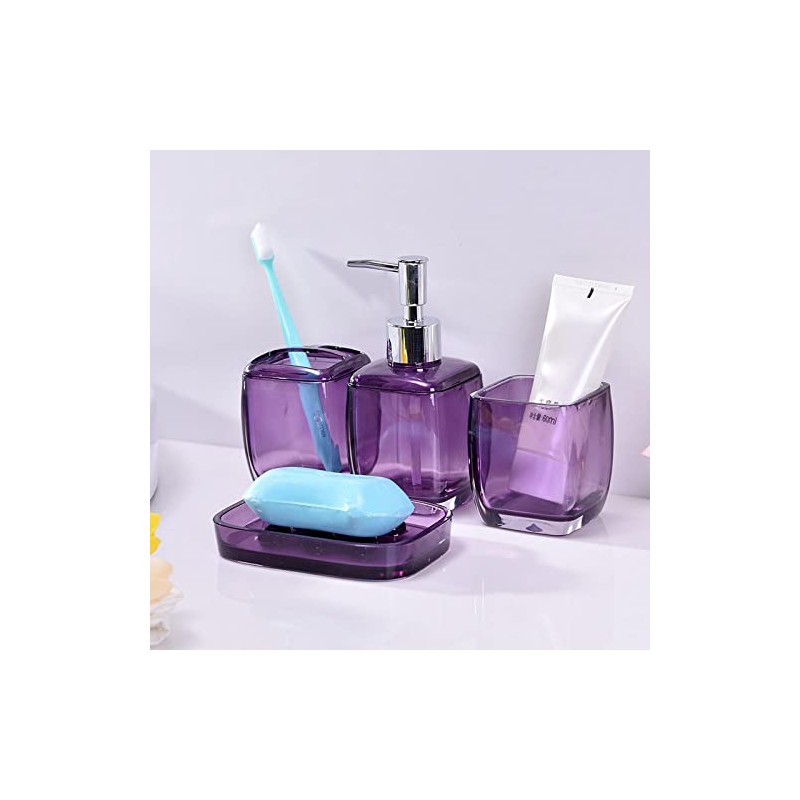 JHNIF Bathroom Accessories Set, 4Pcs Acrylic Bathroom Set Includes Soap