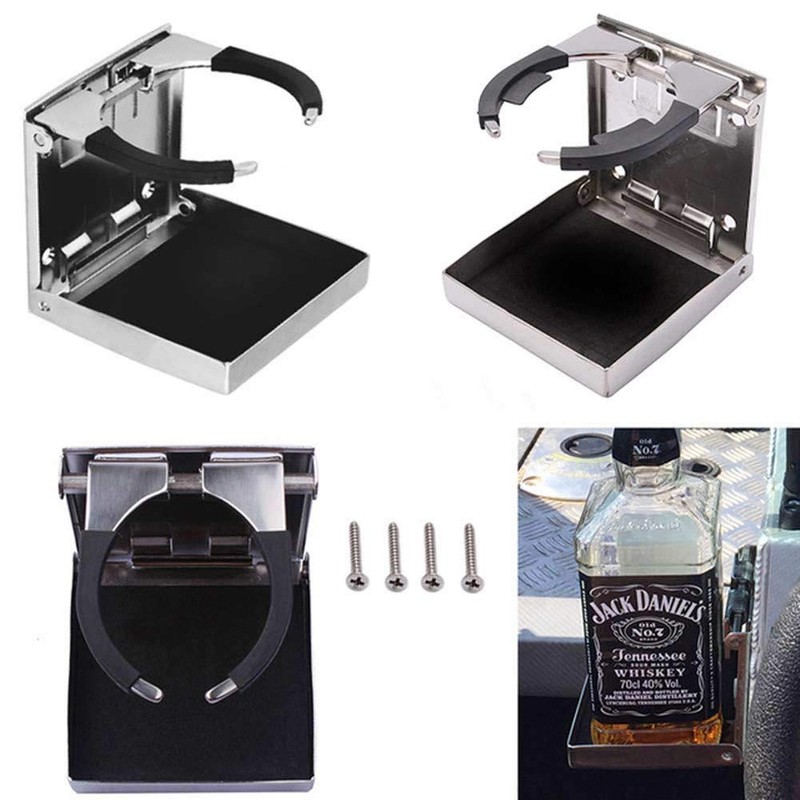 2PCS Boat Cup Holder, Adjustable Folding Cup Holders, Stainless Steel