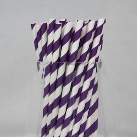 Purple & White Striped Cocktail Straws (6mm x 140mm) - Pack Size 500 - FSC Certified/Food Safe/PFAS Free/Biodegradable/Eco-Friendly/Durable/Suitable for All Occasions