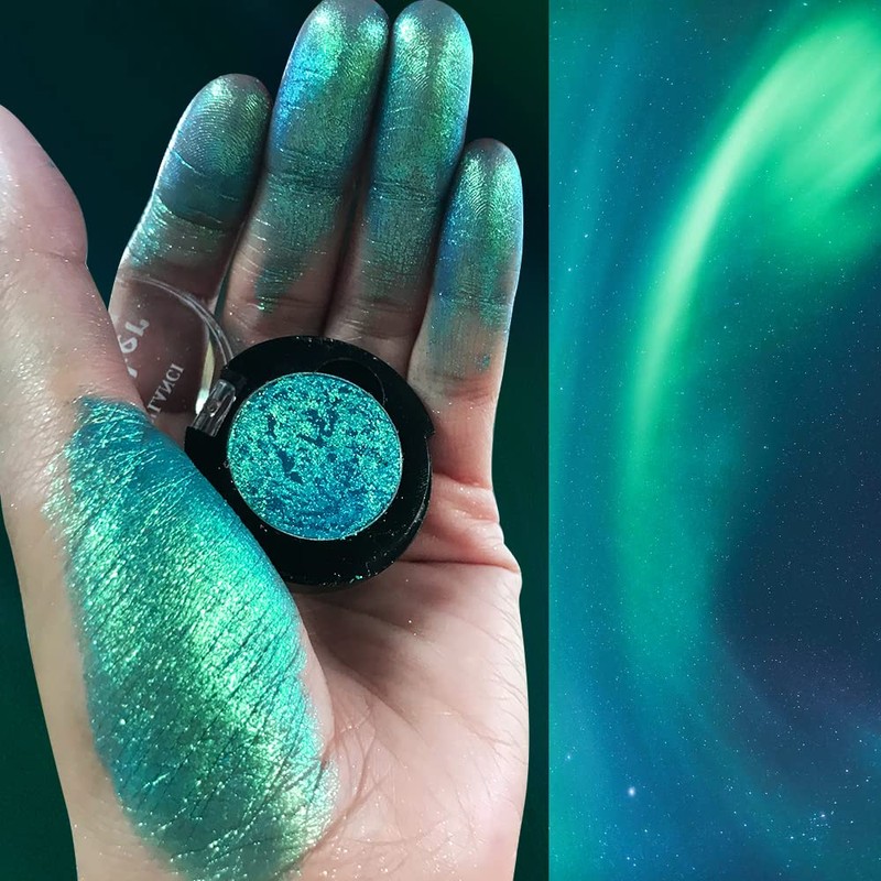 Afflano Single Green Eyeshadow Shimmering Highly Pigmented Multichrome Eyeshadow Green,