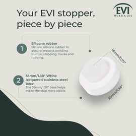 EVI | Wall Mounted Doorstop | Natural Silicone | Adhesive or Screw Installation | Stainless Steel | Mod. I-254 (White Rubber - White Lacquered)