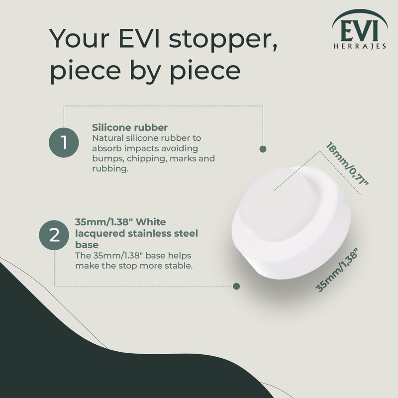 EVI Herrajes | Wall Door Stop | 1,37x0,7" | Stainless