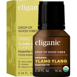 Cliganic Organic Ylang Ylang Essential Oil, 100% Pure Natural for Aromatherapy | Non-GMO Verified (Packaging May Vary)