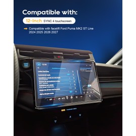 LFOTPP Pack of 2 Screen Protectors Compatible with Ford Puma ST Line 2024 2025 12 Inch SYNC 4 Navigation Touch Screen, for Puma MK2 ST 2025 Accessories 12 Inch Nano PET 5H Anti-Scratch Screen