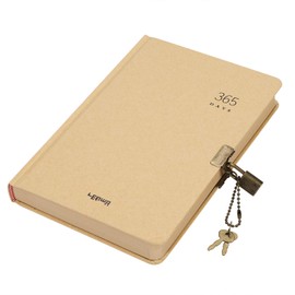 365 Days Daily Planner Personal Organiser Lockable Journal Notebook Blank Secret Dairy A5 Kraft Notebook Notepad with Padlock & Keys Sketchbook Scarpbook 384 Pages Writing Drawing Memo Pad