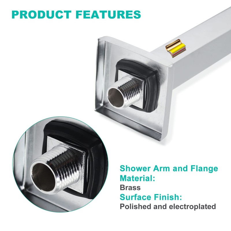 Enga Polished Chrome 12 Inch Square Ceiling Mount Shower Arm