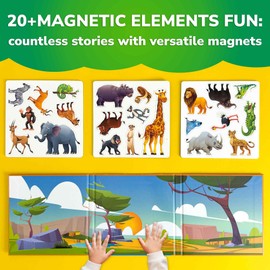 QUOKKA Travel Magnetic Puzzles for Toddlers 1-3 – 20+Pcs Fun Travel Game Toy for Kids Ages 3-5 – Strong Magnets for Car Activities – Fun Toddler Puzzle Ages 2-4 – Animal Game with Extra-Long Play Book