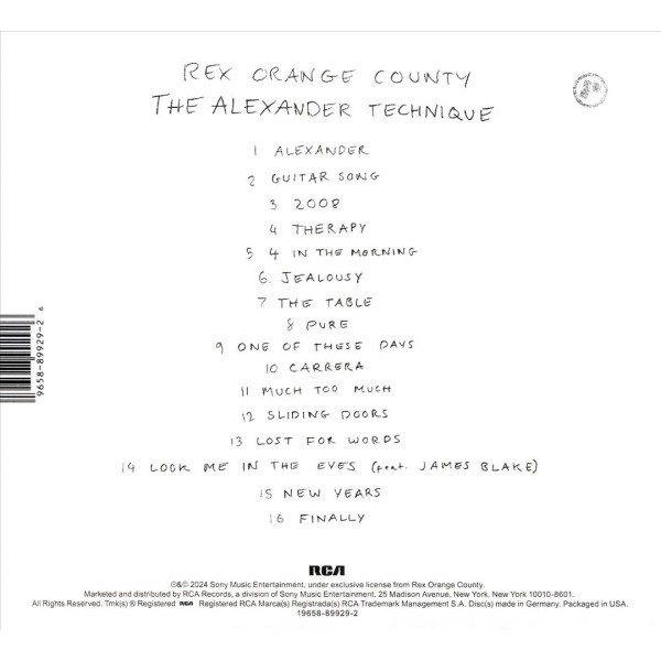 REX ORANGE COUNTY ALEXANDER TECHNIQUE NEW CD