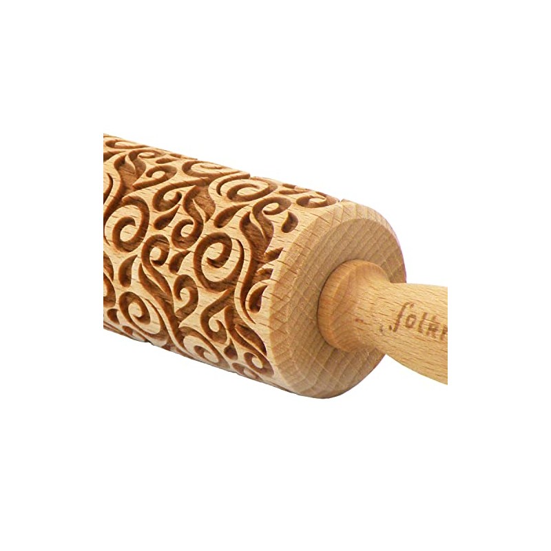 Cooky Roller Floral Decorative Rolling Pin - Baking Roll -