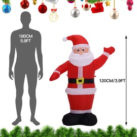 Warmiehomy 4FT Christmas Inflatables Santa Claus, Outdoor Xmas Decorations Built-in LED Light Blow Up Yard Inflatable Christmas Decorations for Indoor Garden Shopping Mall