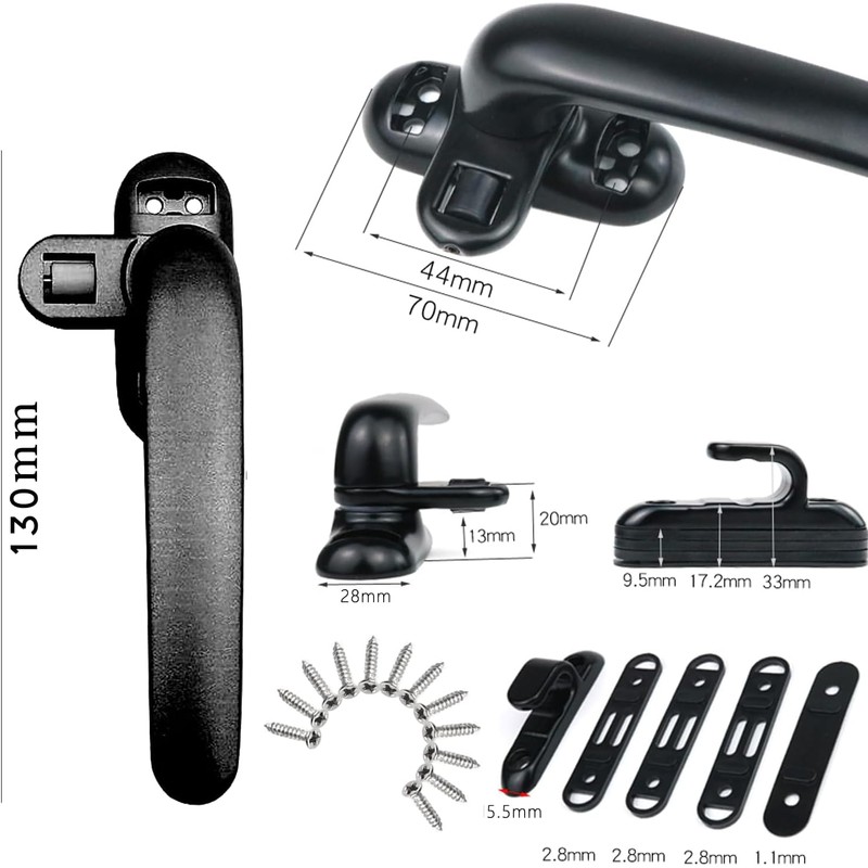 Pack of 2 Window Handle, Balcony Door Handle, Safety Window