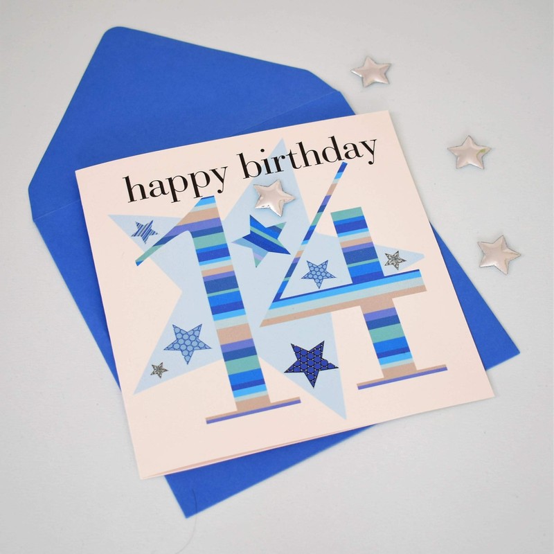 Claire Giles Ages Age 14 Boy Birthday Card, Blue, AGE14B