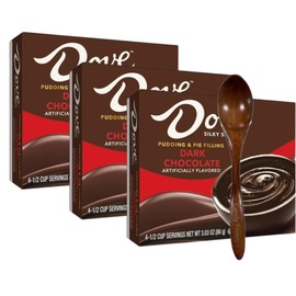 Instant Pudding & Pie Filling Mix 3.03 oz Box (Pack of 3) with Candy Freezer Wooden Spoon (DØVƐ Dark Chocolate) - Wooden Spoon