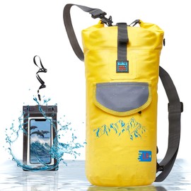 Mochila impermeable con correas y bolsillos, bolsa seca flotante para la playa, bolsa para kayak, barco o pesca, Amarillo, 10L