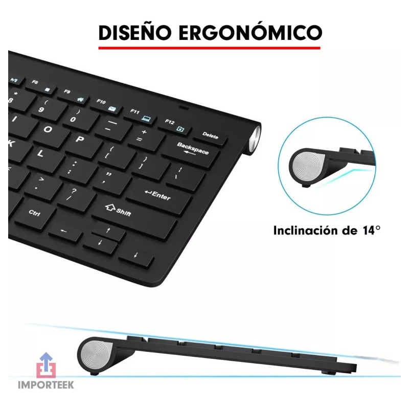 Importeek Kit Combo Teclado + Mouse Pc Laptop Inalambrico Multimedia