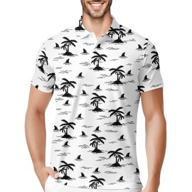 HIVICHI Golf Shirts for Men Funny Print Crazy Hawaiian Mens Polo Shirt Shark Shirts, 3X-Large, Aop-polo-28636