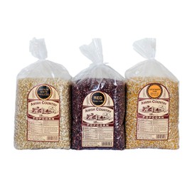 Amish Country Popcorn | 3 (6 Pound Variety Bundle) Red, Ladyfinger & Medium White Kernels | Old Fashioned with Recipe Guide
