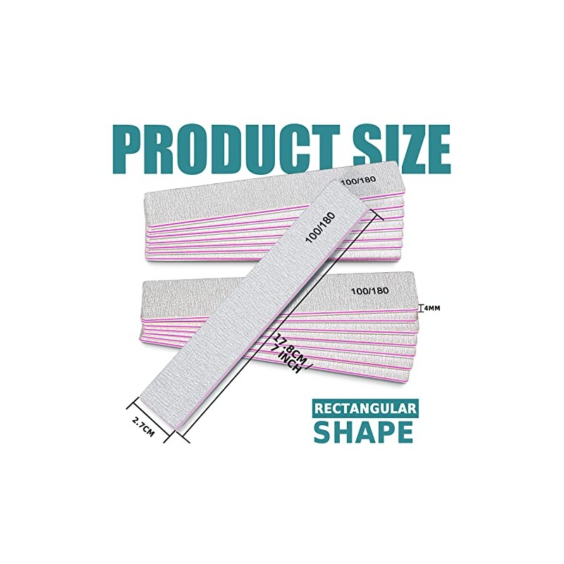 FANDAMEI Double Sided Nail Files, 15pcs Nail Styling Tools -