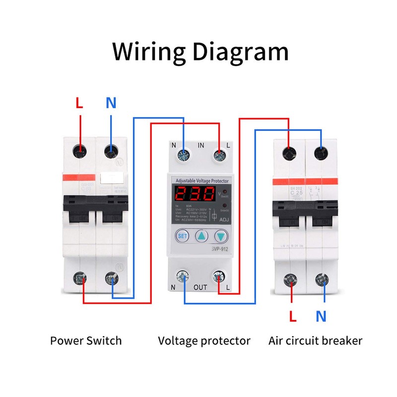 Voltage Protection Relay, 230 V Low Voltage Protection Adjustable Recovery
