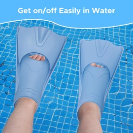 Snorkel Fins Adjustable Buckles Swim Flippers Short Swim Fins for Snorkeling Diving Swimming Adult Men Women Open Heel