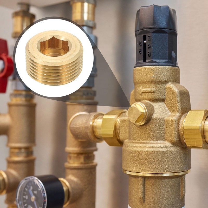 sourcing map 2Pcs Brass Pipe Plug Fitting, 1" NPT Male