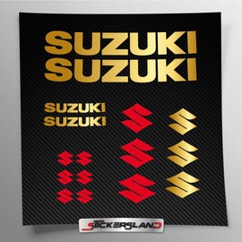 SUZUKI TANK & MOTORCYCLE HELMET STICKERS SET - PRE-CUT - EASY TO APPLY - LOGOS STICK