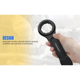 JRSDRIVE Striking Wrench 1-13/16" inch 12-Point Flat Strike Wrench Slogging Ring Spanner Straight Handle Box End Striking Wrenches for Mechanic Garages Workshops E-2410