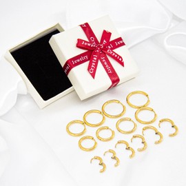 Mochity 3-7 Pairs of Hoop Earrings Silver Gold, 14K Gold-Plated Earrings, 316L Stainless Steel Earrings, Hypoallergenic Small Hoop Earrings, Women Men, Stud Earrings Gold Silver, Stainless Steel