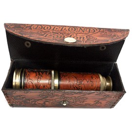 Nautical Handheld Pirate Brass Telescope with Box / Case ,Sailor Home Decor Pirate Captain Boat Toy Gift (14", Dollond)